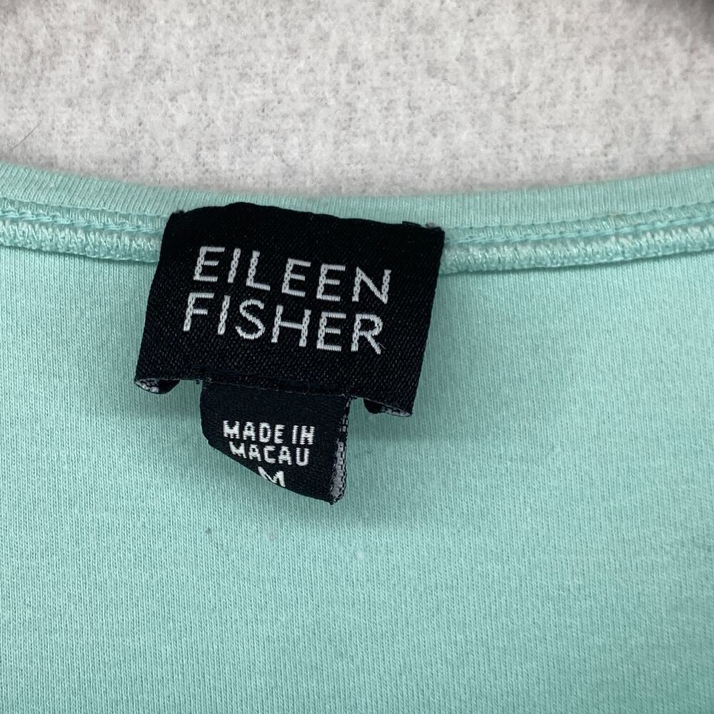 EILEEN FISHER Top M Cotton Jersey Interlock Crewneck Short Sleeve Green - Picture 5 of 10